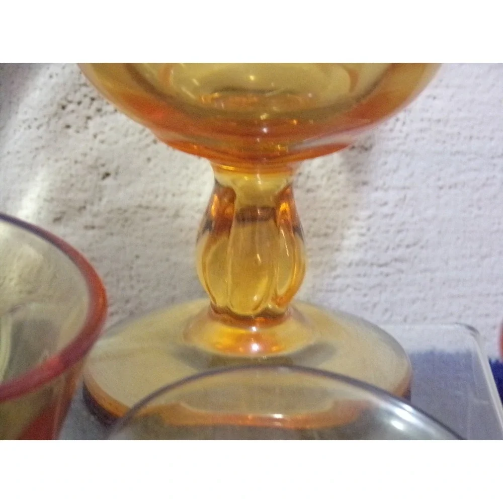 Tiffin Franciscan Desert Red Amber Glass Footed Dessert Bowls Set of 4 Beautiful